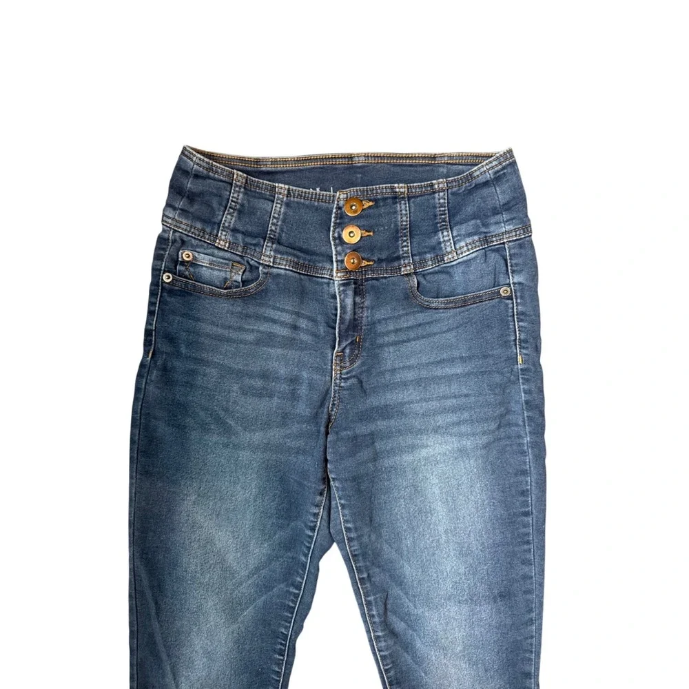 NLB‎ N BOUNDARIE Womens High Rise Double Button Skinny Jeans Blue Size 11